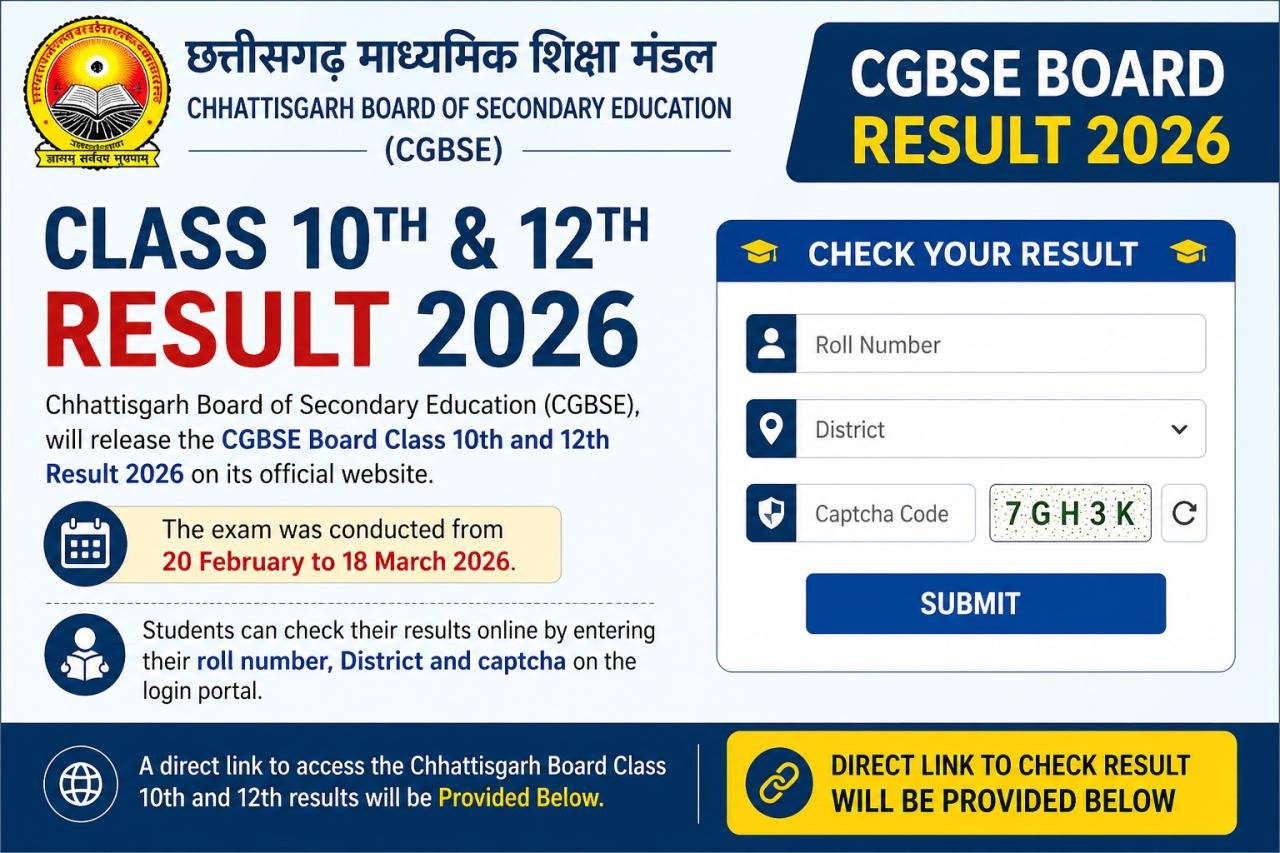 Chhattisgarh Board Class 10th, 12th Result 2026 Soon