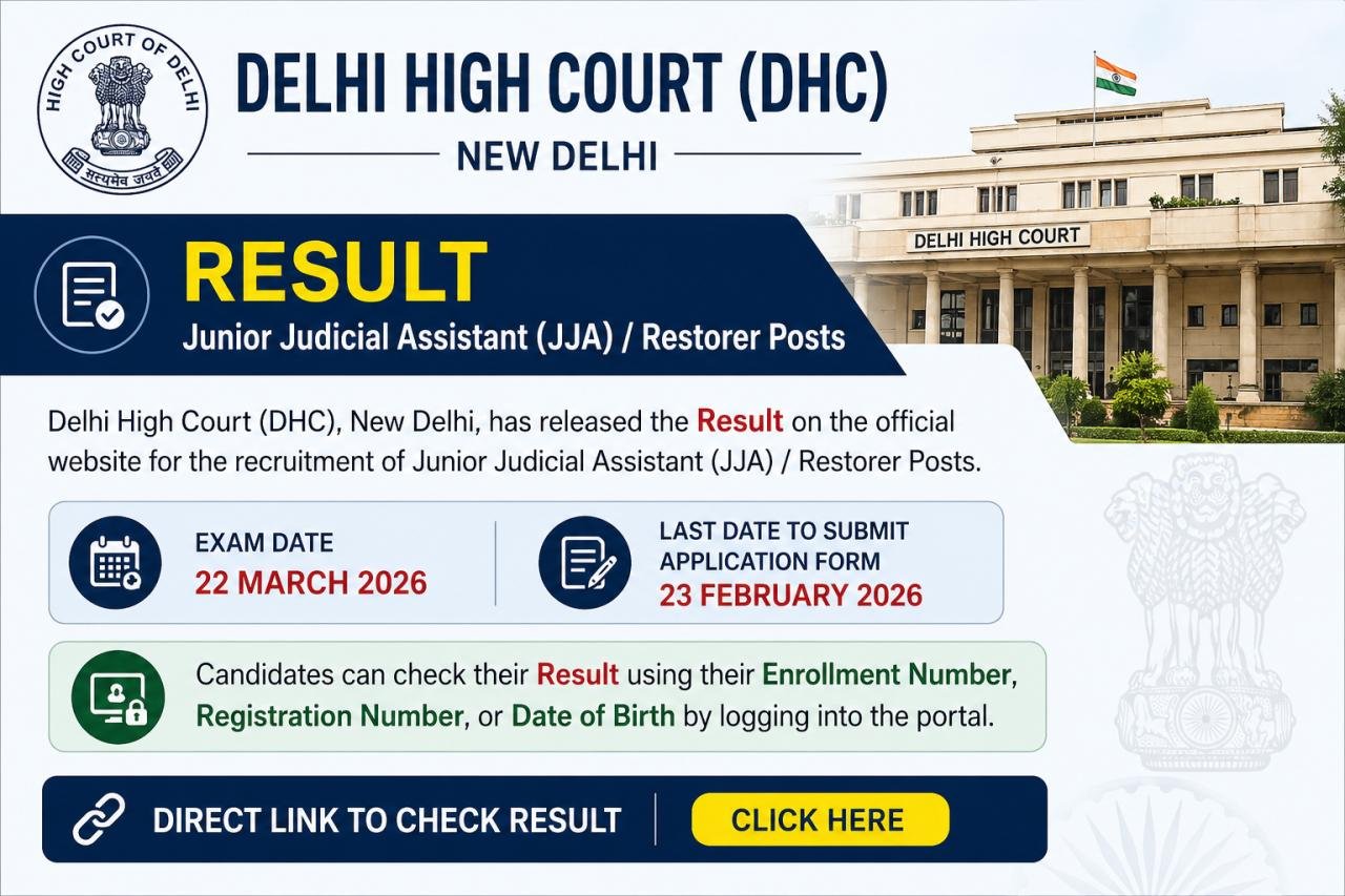 Delhi High Court JJA Result 2026 Out