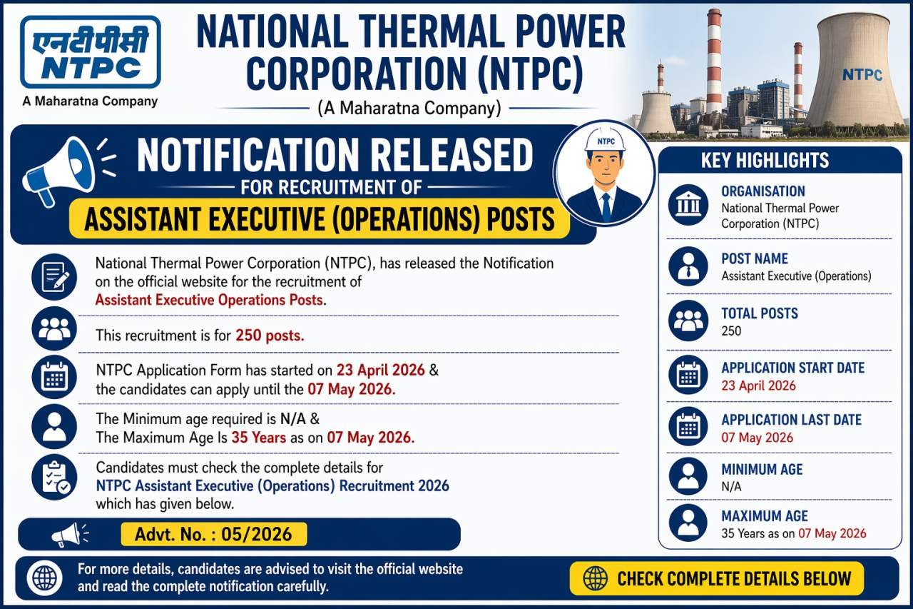 NTPC Assistant Executive (Operations) Recruitment 2026